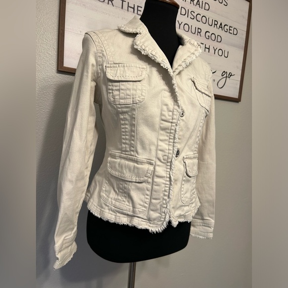 Live a little vintage Y2K White Casual Distressed Jacket / Size: M - Picture 8 of 14
